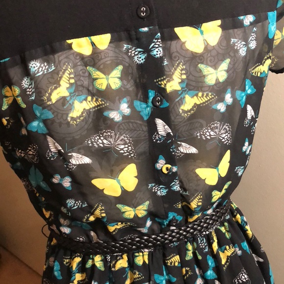 H&M black with butterflies chiffon dress - Picture 5 of 6